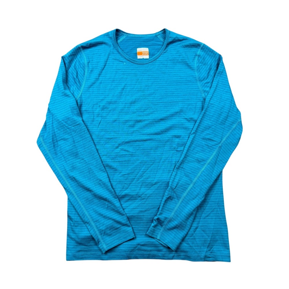Icebreaker Merino 200 Shirt Womens XL Blue Long Sleeve Base Layer Wool Hiking